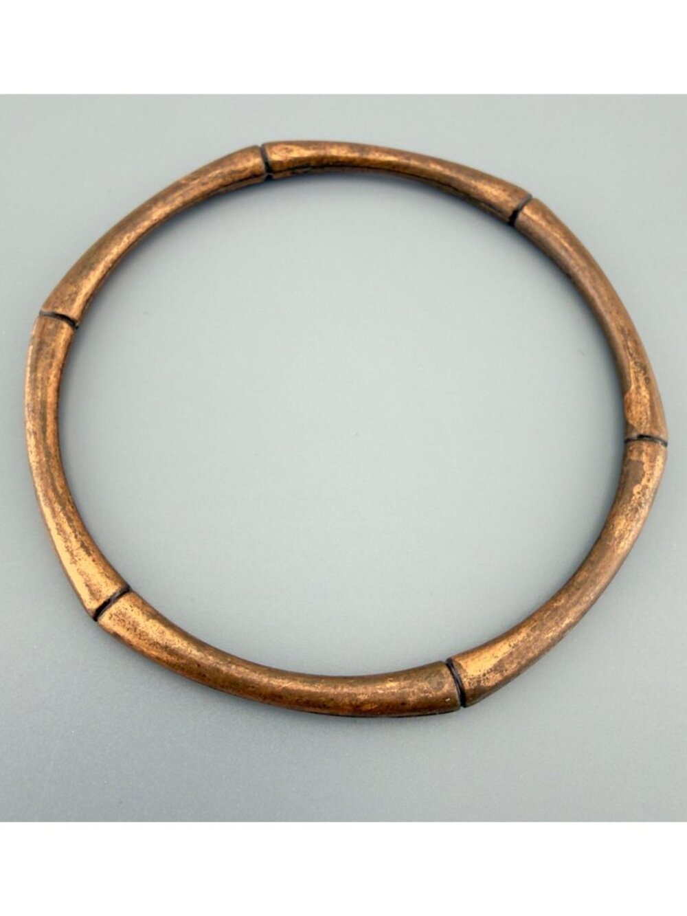 Vintage Solid Copper Bamboo Bangle Bracelet 8.5" Stackable